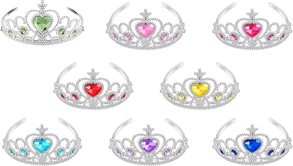 S & E TEACHER'S EDITION 8 Pcs Tiaras Crown Set, Princess Dress Up Costume Birthday Party Favor He... | Amazon (US)