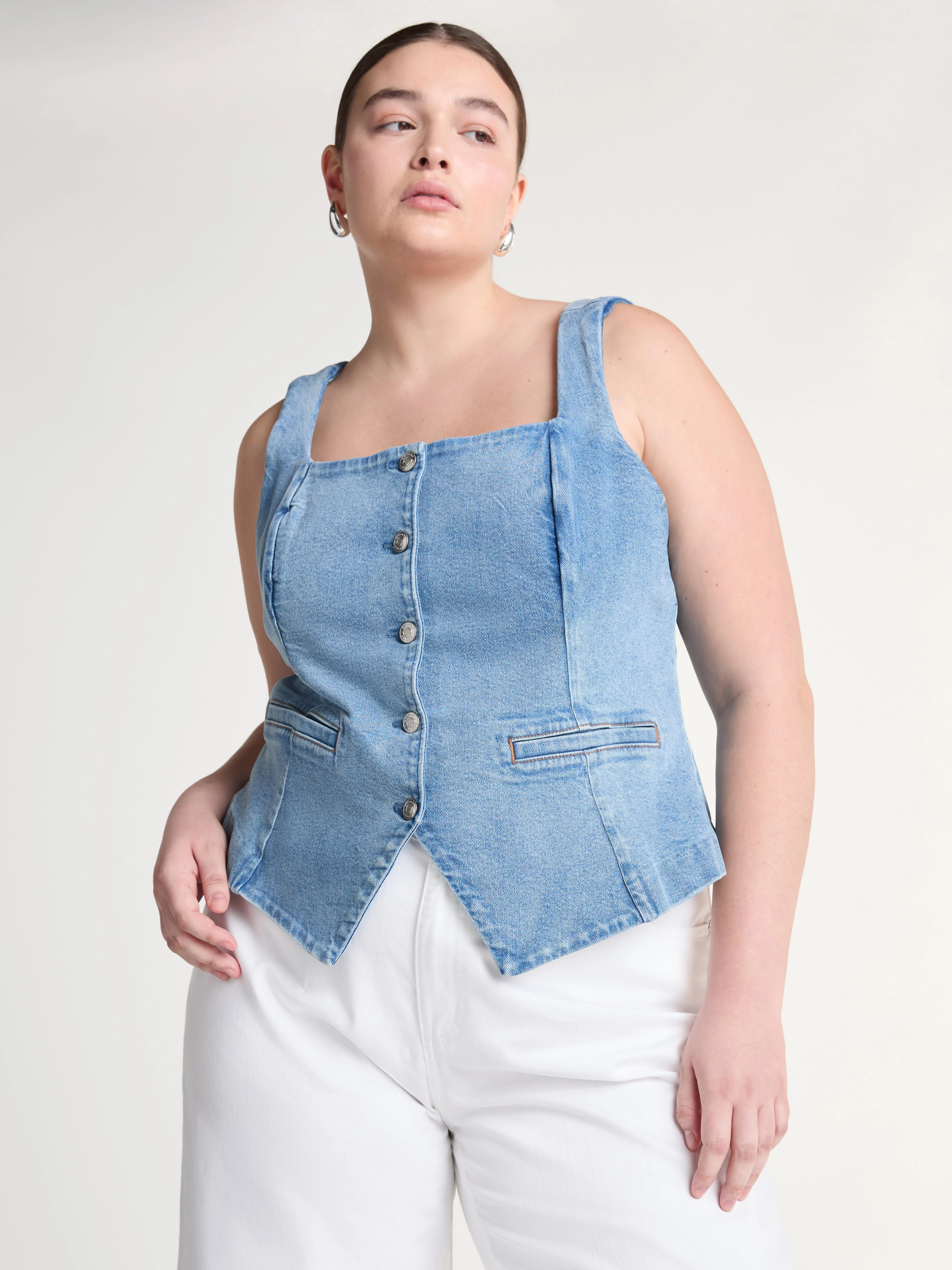 Scoop Women’s and Women’s Plus Denim Longline Vest, Sizes XS-4X | Walmart (US)