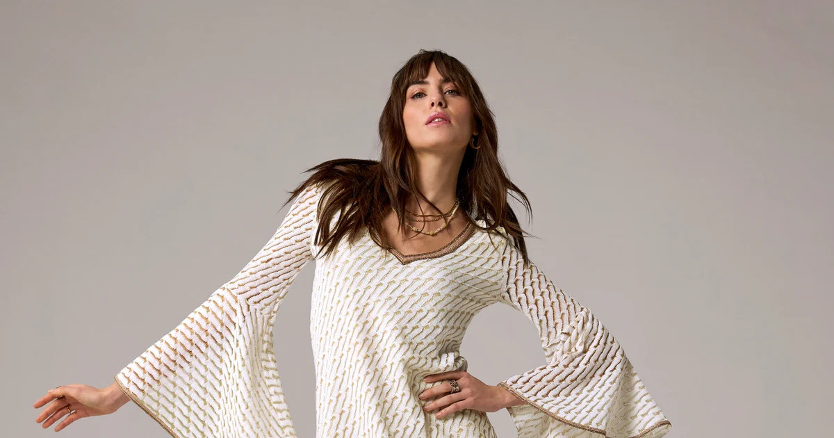 Flare Sleeve Textured Dress - Pure White | Boston Proper | Boston Proper
