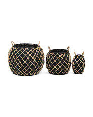 3pc Seagrass Baskets With Metal Frame | TJ Maxx