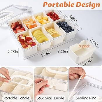 Snackle Box Container, Dishwasher Safety - Divided Serving Tray with Lid and Handle, Charcuterie ... | Amazon (US)
