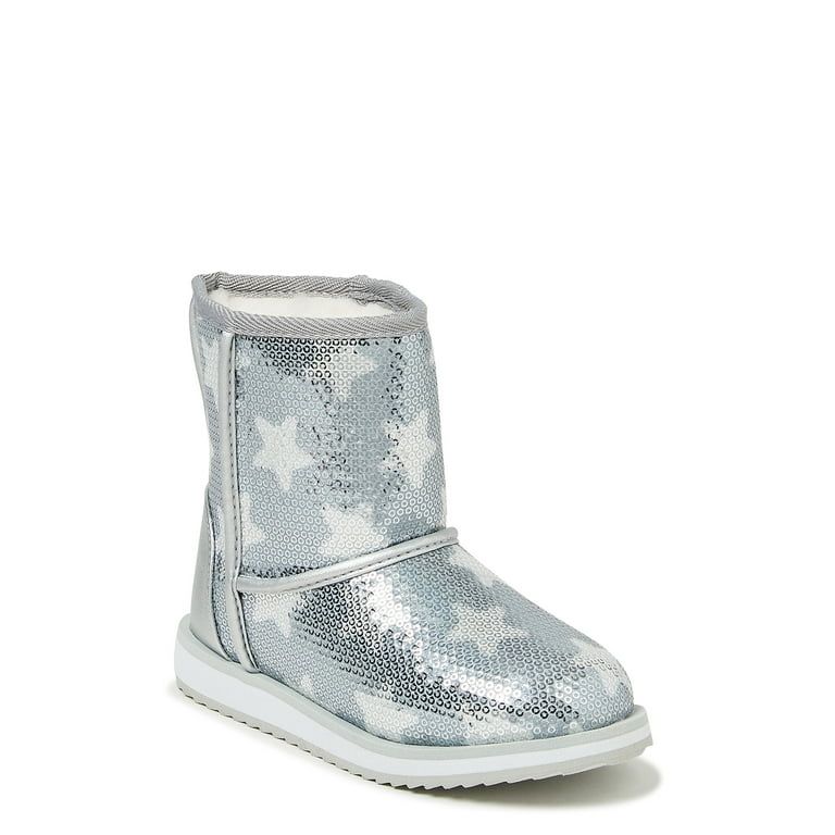 Wonder Nation Little & Big Girl Sequin Faux Shearling Winter Boot, Sizes 13-6 | Walmart (US)