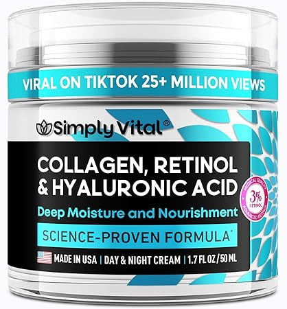 SimplyVital Face Moisturizer Collagen Cream - Anti Aging Neck and Décolleté - Made in USA Day &... | Amazon (US)