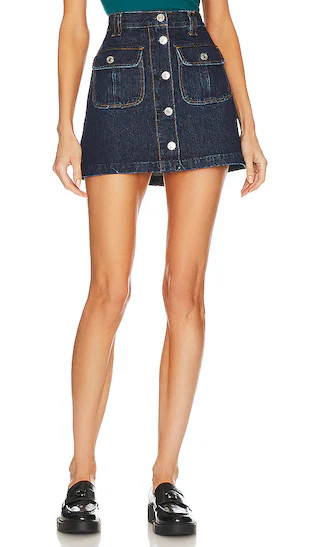 Originals 70's Button Front Mini Skirt in Heritage Rinse | Revolve Clothing (Global)