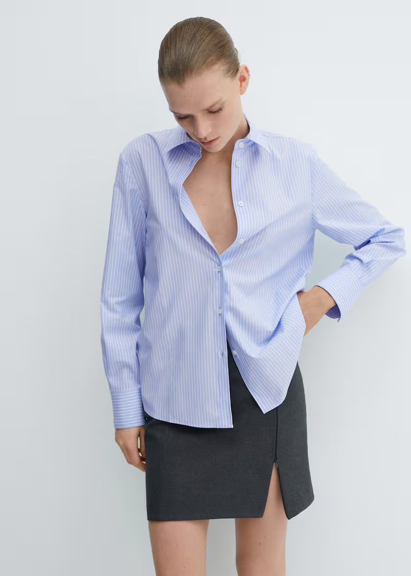 Regular cotton lyocell-blend shirt -  Women | Mango USA | MANGO (US)