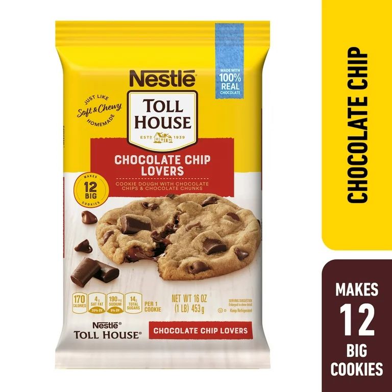 Nestle Toll House Chocolate Chip Lovers Cookie Dough, 16 oz, Makes 12 Giant Cookies - Walmart.com | Walmart (US)