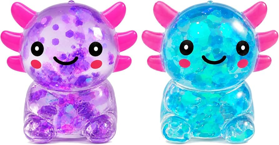 2 Packs Axolotl Squishy Toy, Glitter Fidget Toys Cute Axolotl Stress Relief Squeeze Toy Gifts for... | Amazon (US)