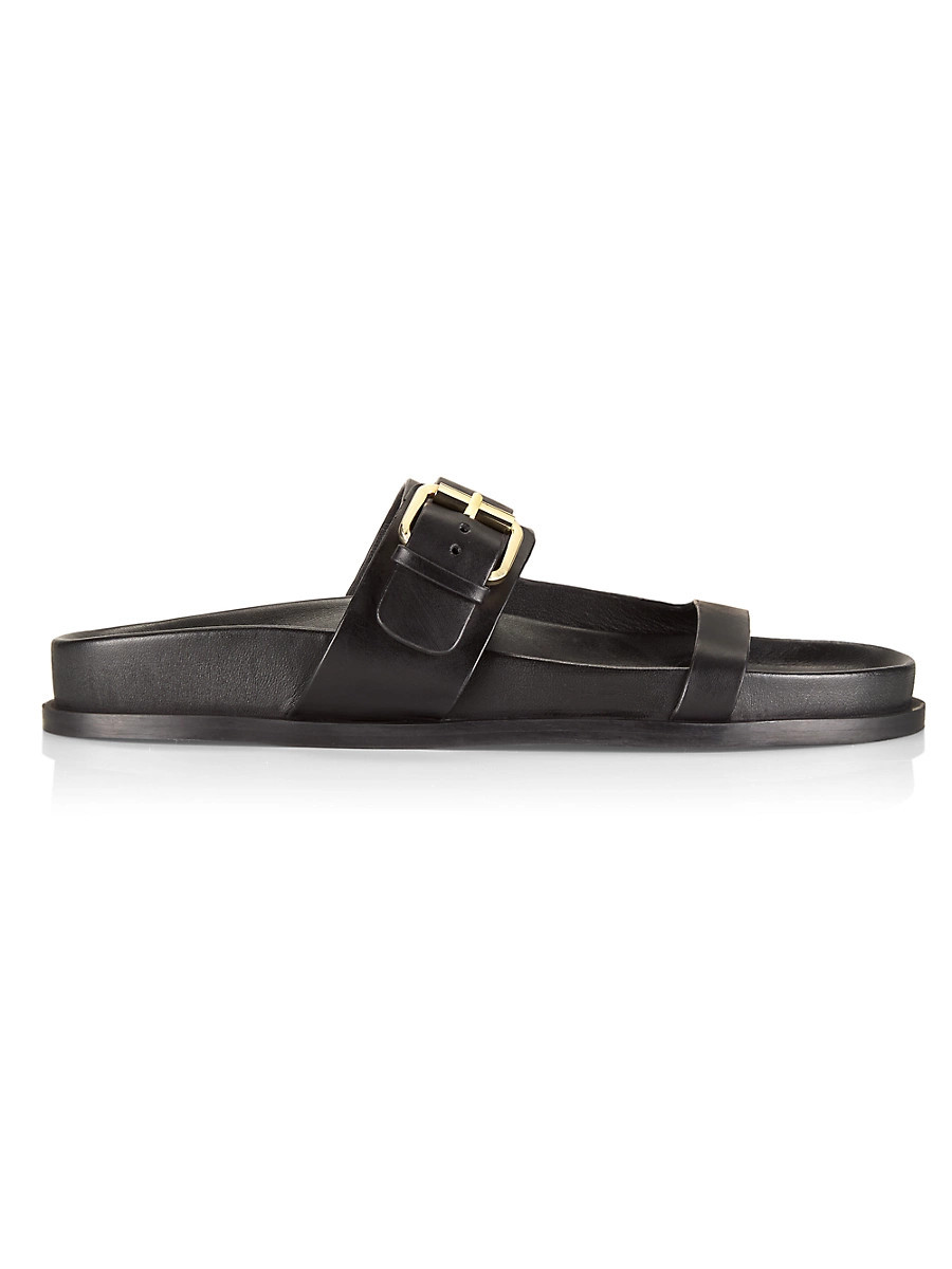 Women's Prince Leather Open-Toe Sandals - Black - Size 6 | Saks Fifth Avenue