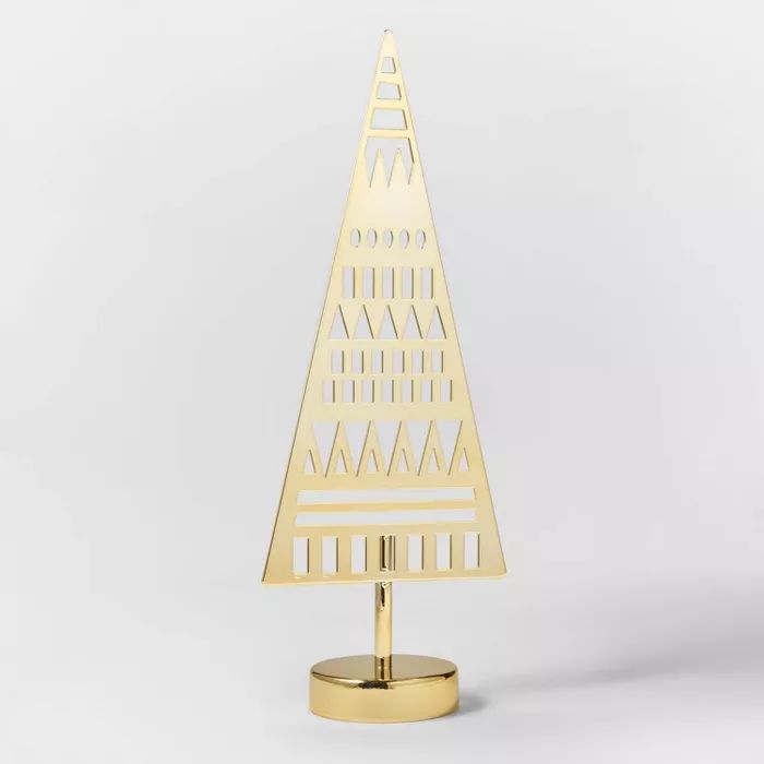 Large Metal Laser Cut Christmas Tree Decorative Figurine Gold - Wondershop™ | Target