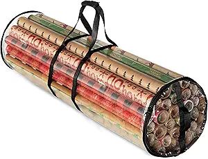 ZOBER Christmas Wrapping Paper Storage Bag - Fits 14 to 20 Standard Rolls Upto 40"- Slim Design U... | Amazon (US)