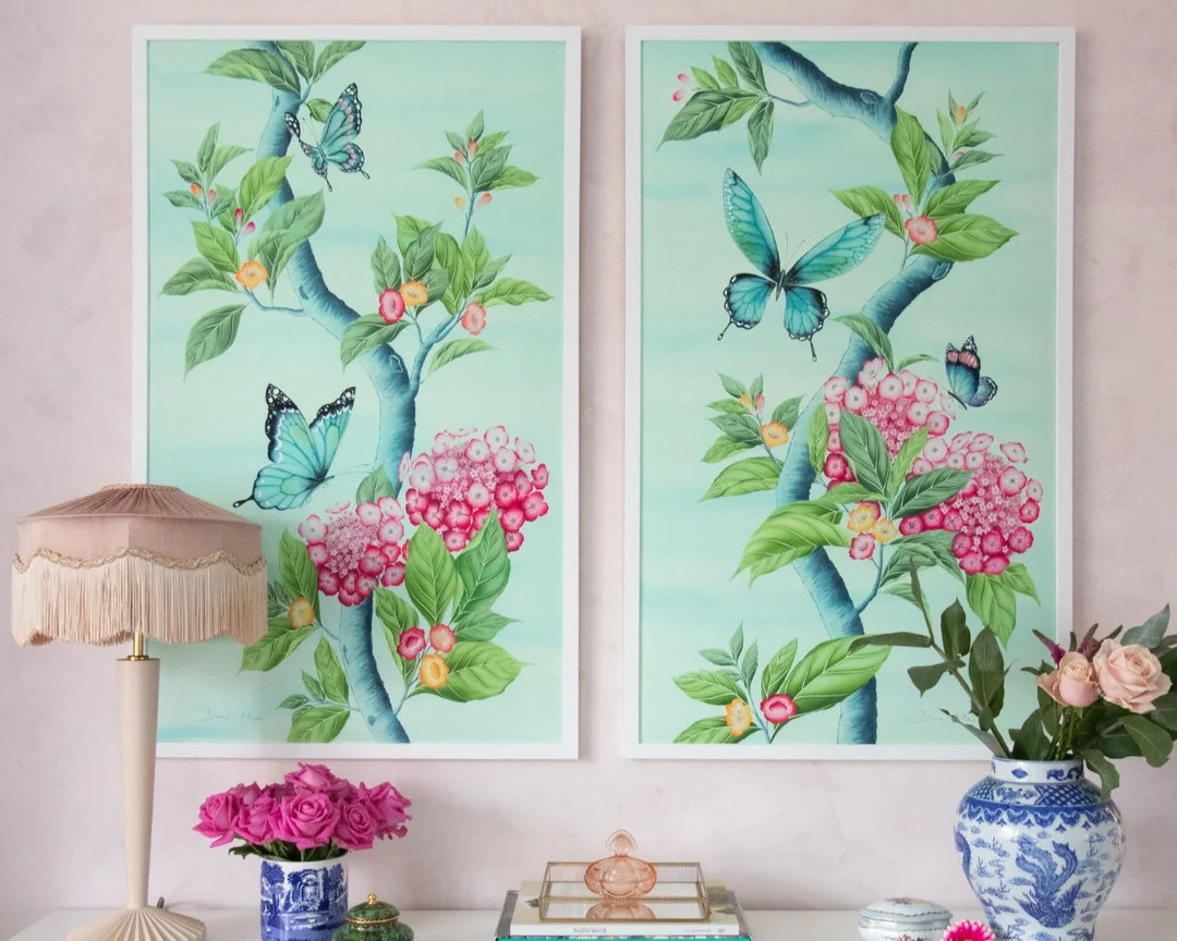 Ella Blue Limited Edition Art Print / Wall Art Print / Chinoiserie Panels / Butterfly Art Print /... | Etsy (US)