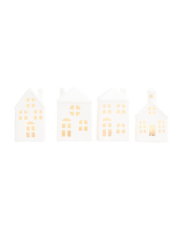 Set Of 4 Led Lighted Porcelain Houses | TJ Maxx