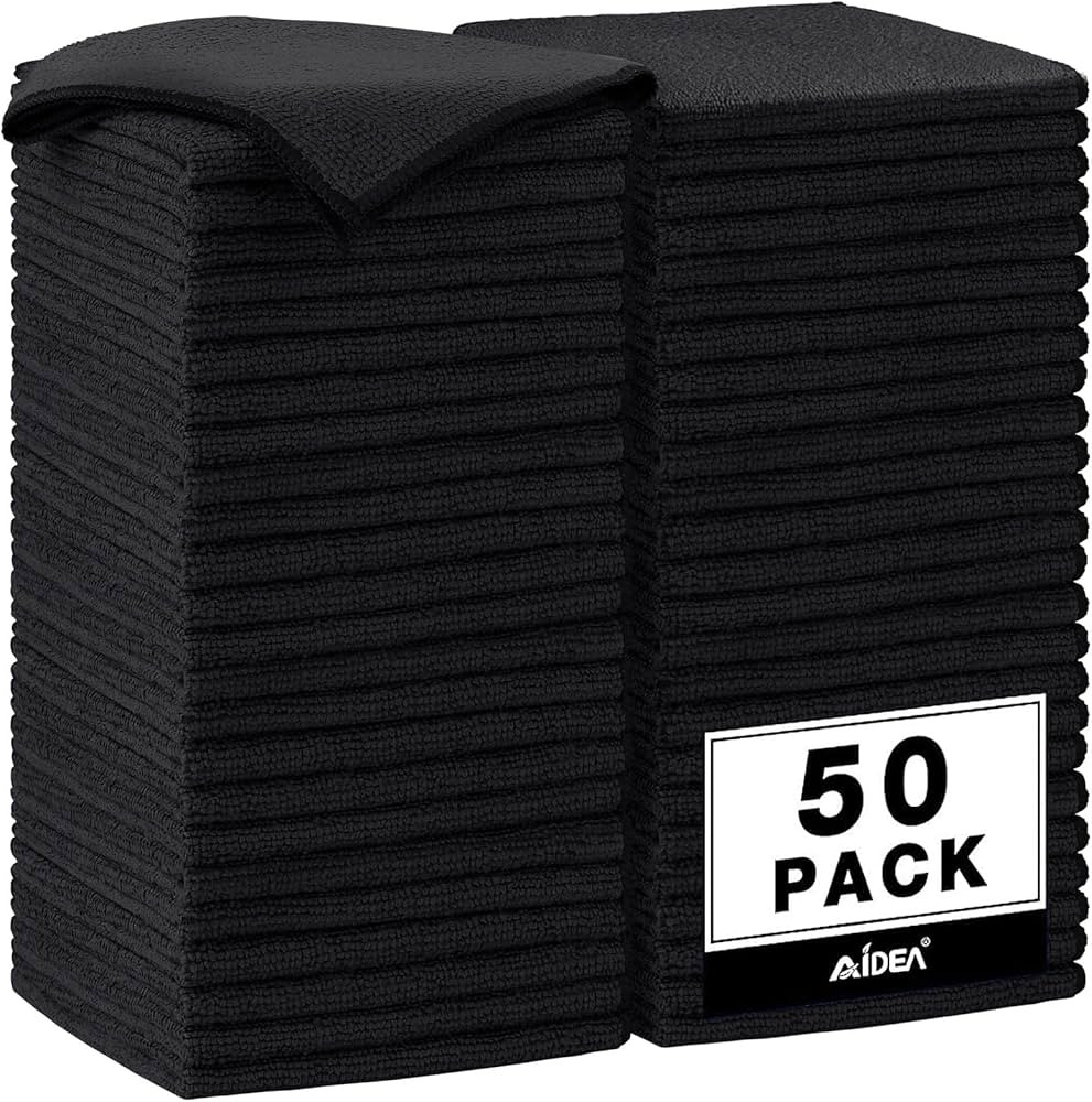 AIDEA Microfiber Cleaning Cloth Black 50PK, Microfiber Towels for Cars, Premium Car Cloths, Dusti... | Amazon (US)