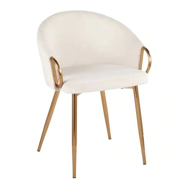 Silver Orchid Battista Glam Gold Upholstered Chair - N/A - Cream Velvet | Bed Bath & Beyond