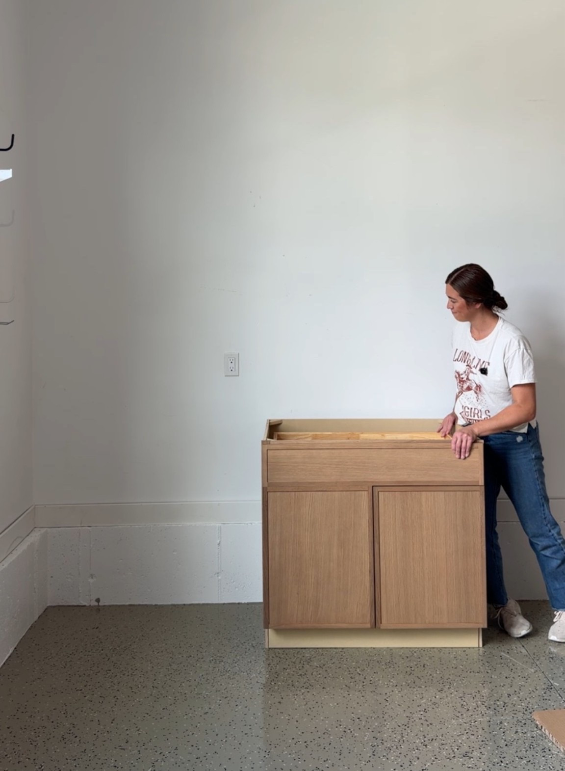 Ready to assemble white oak slim shaker cabinets.