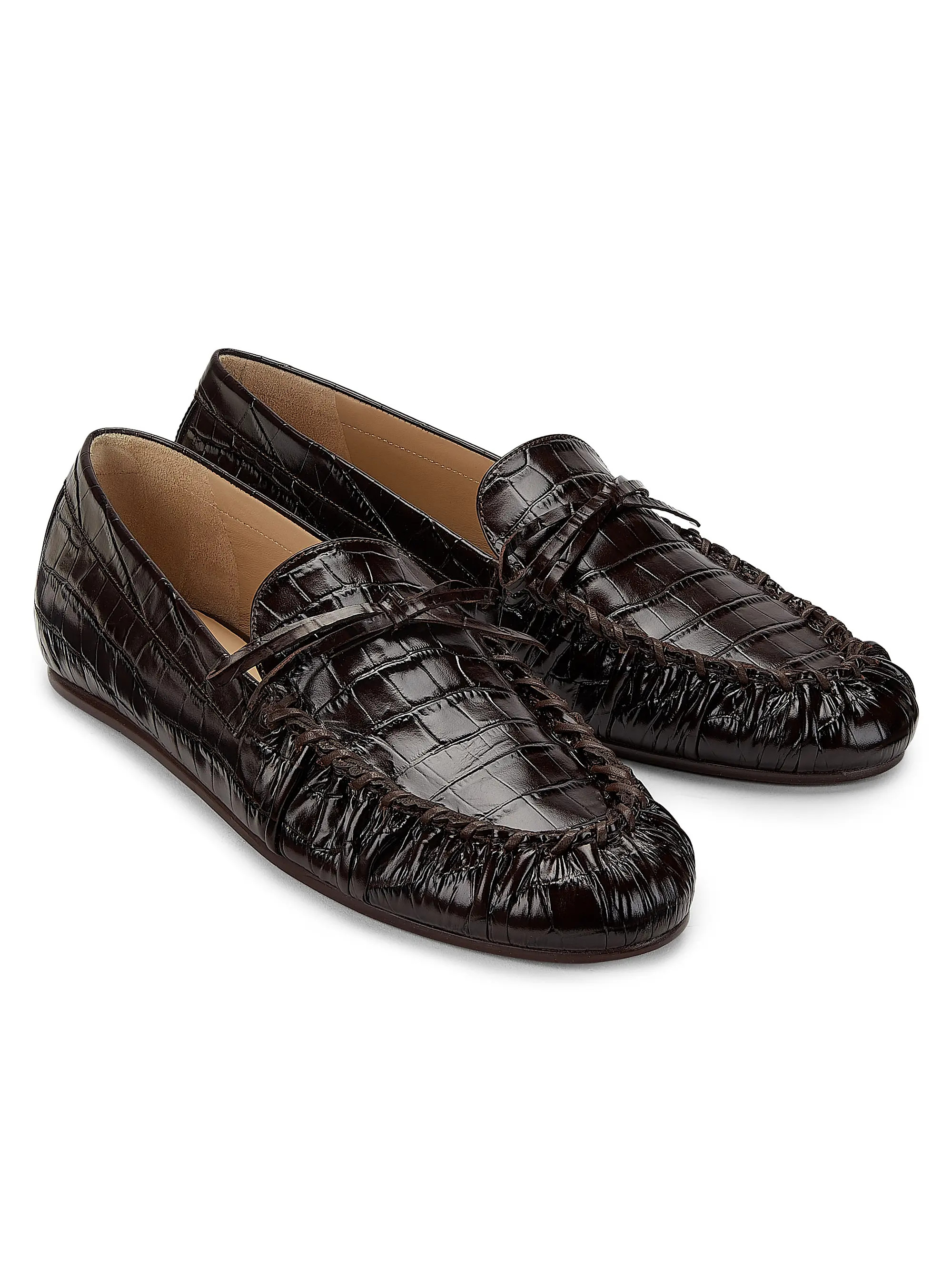 Britt Croc-Embossed Leather Loafers | Saks Fifth Avenue