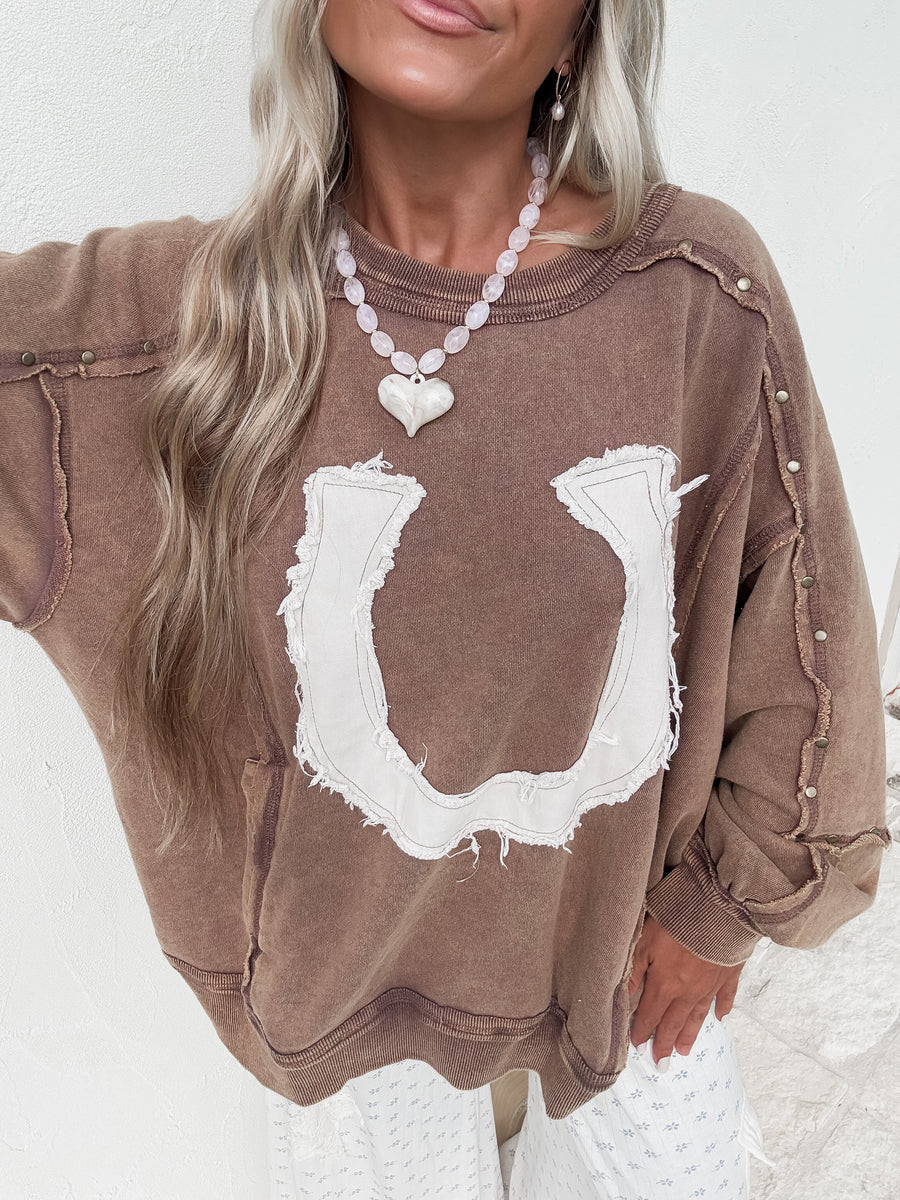 Horseshoe Patchwork Pullover | CK Squared Boutique