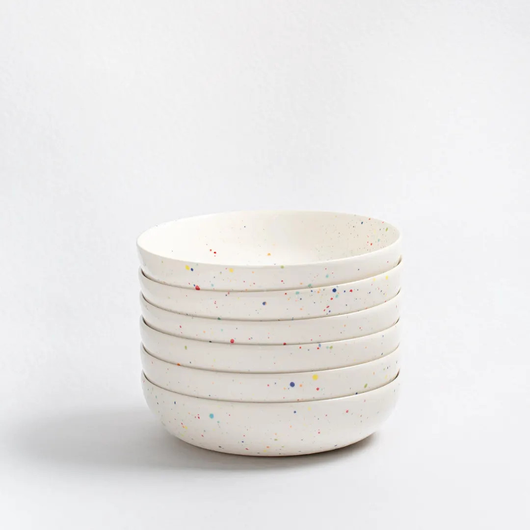 Speckled White Stoneware Pasta Plates - Set of 6, Party Dinnerware - Etsy | Etsy (US)