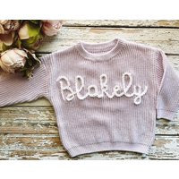 Knit Kids Name Sweater Custom Embroidered Monogram | Etsy (US)