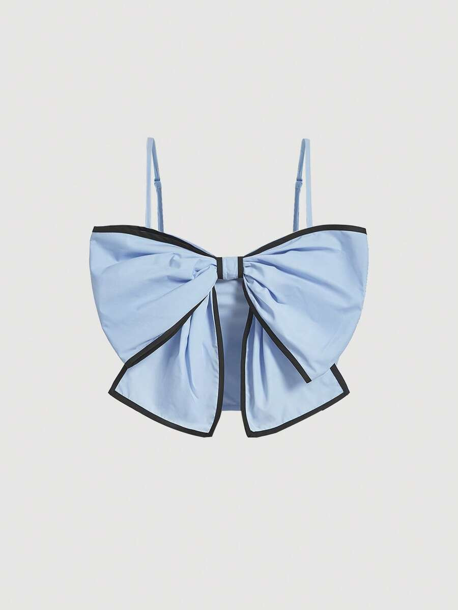 SHEIN MOD Contrast Binding Bow Front Cami Top | SHEIN