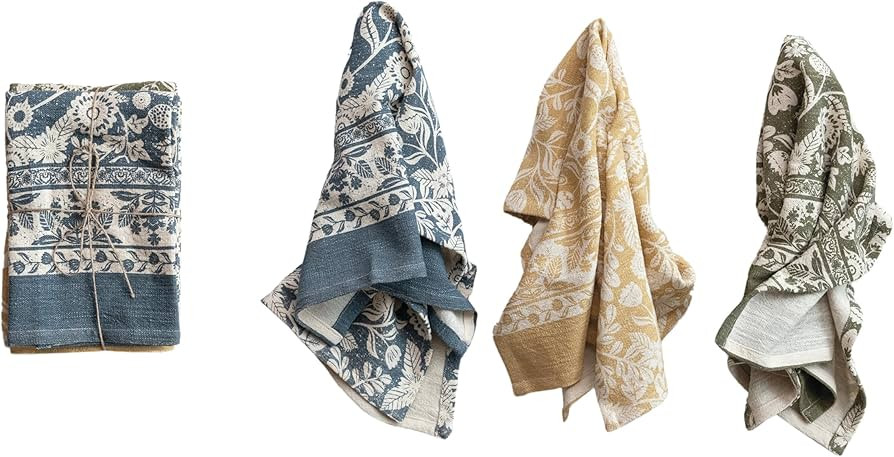 Creative Co-Op Blossom Cotton Tea Towel, Multicolor, Set of 3 | Amazon (US)