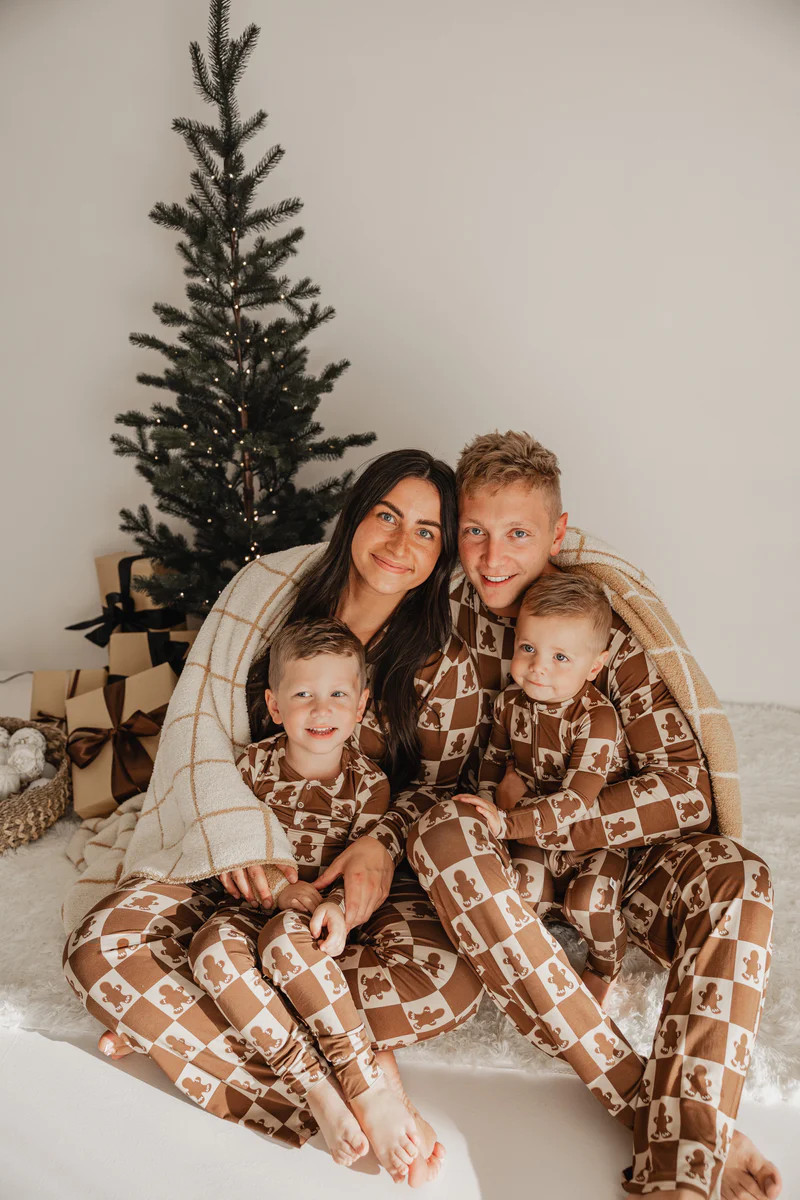 Gingerbread Checkerboard  | Family Bamboo Pajama Collection | Forever French