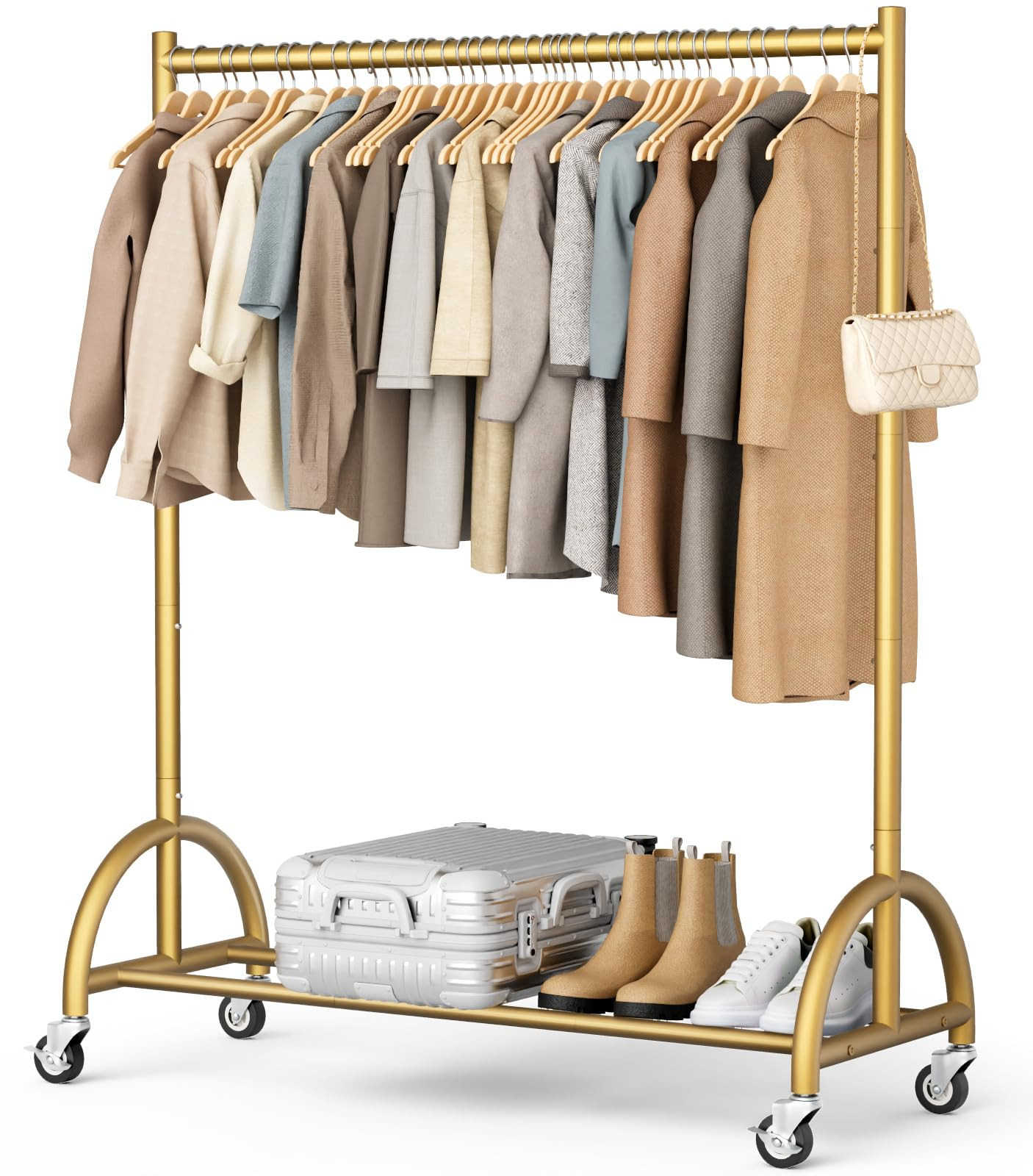 MISSLO Heavy Duty Clothing Rack with Wheels Rolling Clothes Racks for Hanging Clothes, Coats, Gar... | Amazon (US)