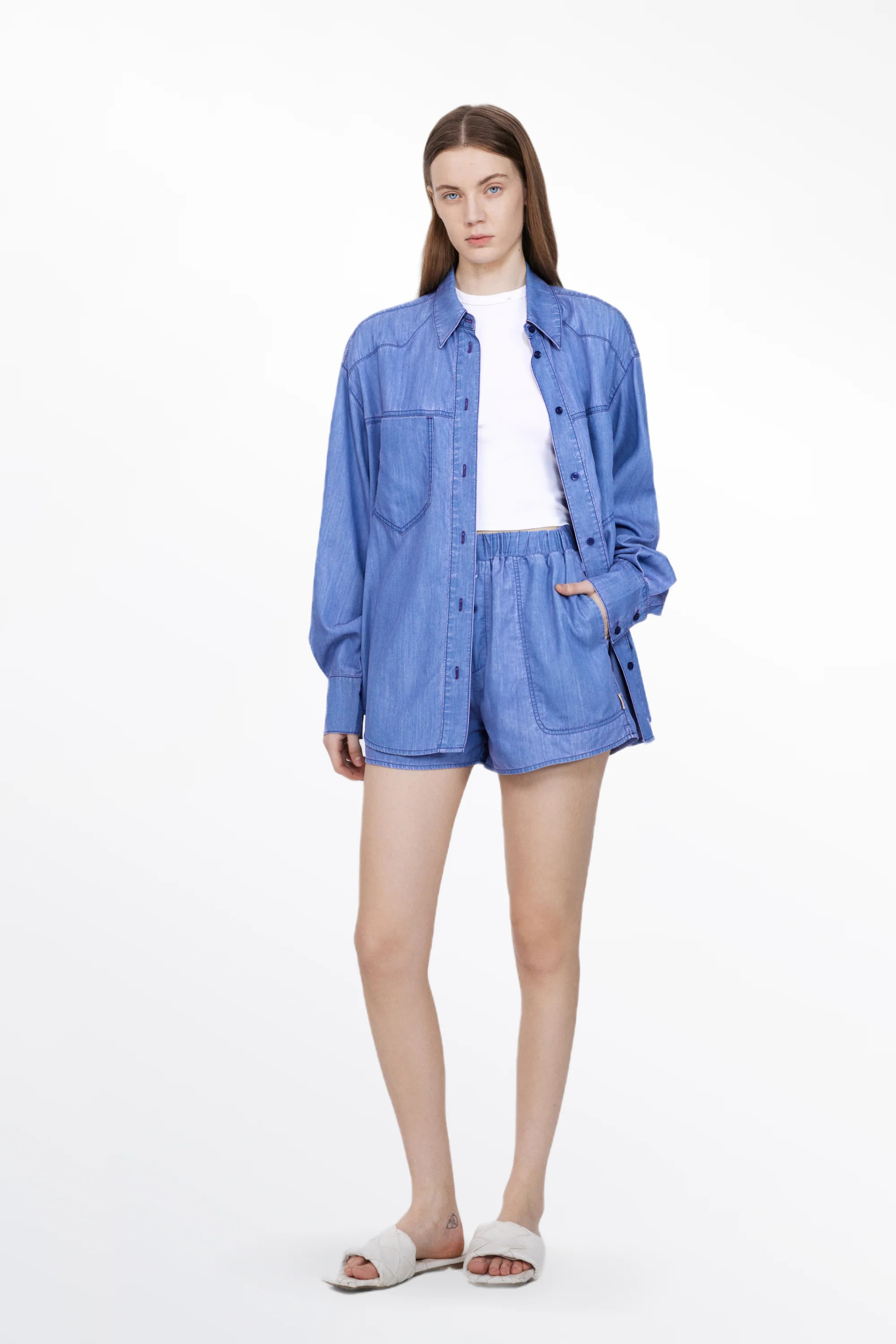 Ivy Sun Protective Lightweight Shorts in UPF50+ Tencel Denim | Fabrique