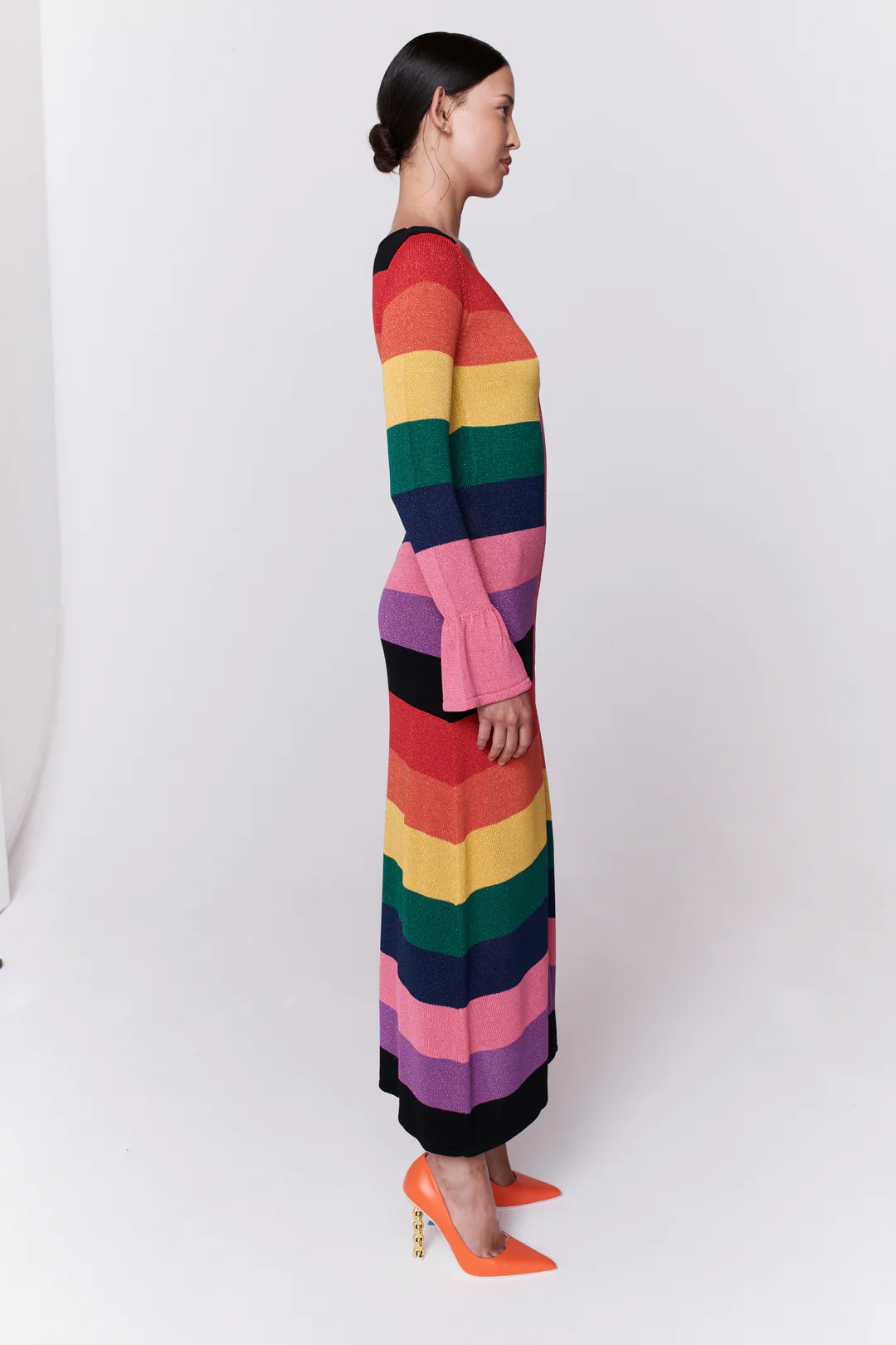 Zuri Rainbow Stripe Knit Maxi Dress | Olivia Rubin