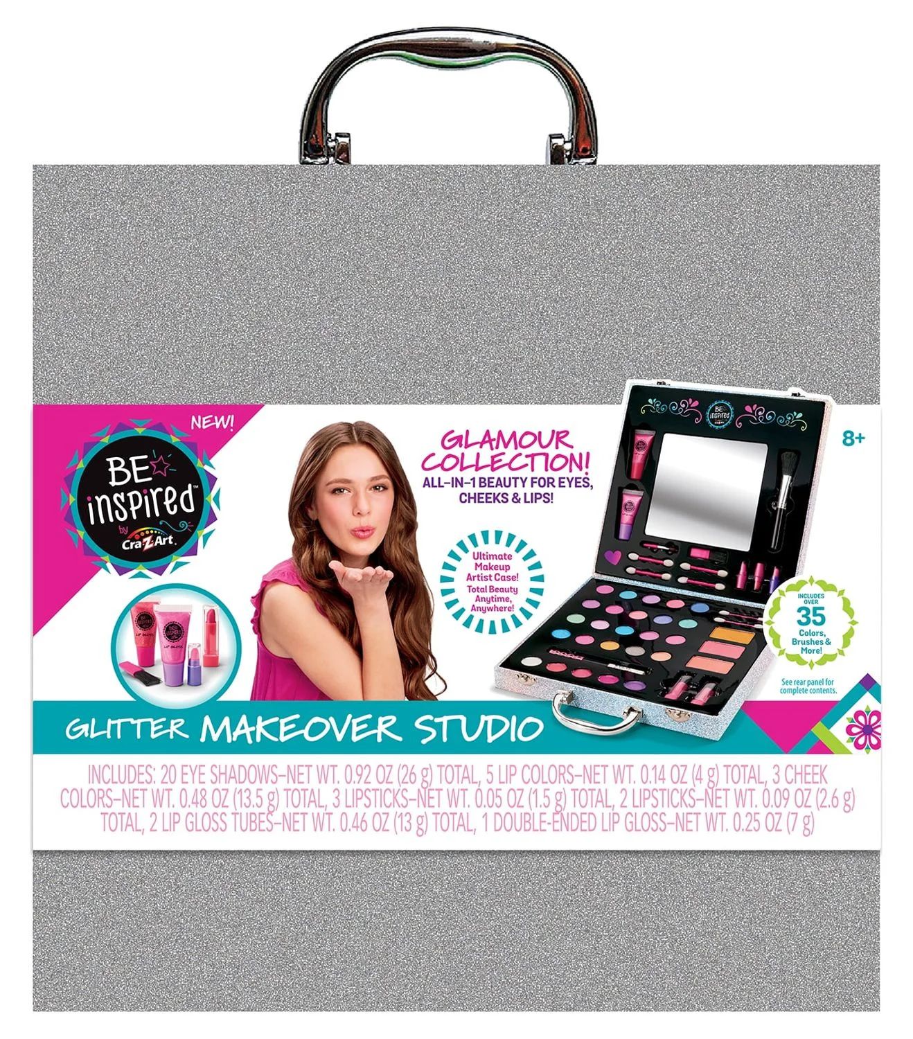 Cra-Z-Art Be Inspired Glitter Makeover Studio with Case, Multicolor Makeup Set, Ages 8 and up - W... | Walmart (US)