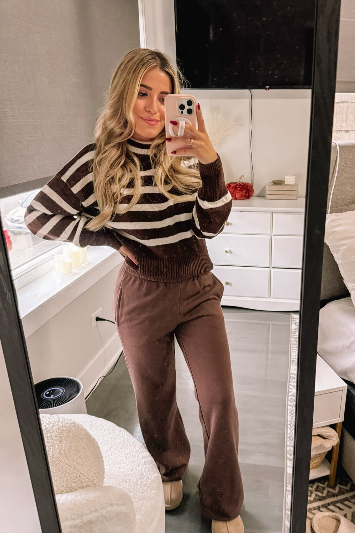 Mock neck turtleneck 
striped sweater 
Straight joggers 
sweatpants
Ugg Tasman
Ugg slippers

#effortlesschic #comfyoutfit #casualoutfit #simpleoutfit #grwm #morningroutine #getreadywithme #fashionreels #explore #falloutfit #pinterestinspired #pinterestoutfit #cleangirlaesthetic #girlythings #girlyoutfits #winteroutfit  #falloutfit #teacheroutfit #oversizedsweater #stripedsweater #amazonfashion #brownoutfit #sweatpants #comfycozy #cozyoutfit #uggs #uggtasman #winter #wintergirl #fallgirl effortless chic , american style , girly outfit , summer outfit , fall outfit , pinterest outfit , clean girl aesthetic , casual outfit , comfy outfit , simple outfit , outfit ideas , neutral style , minimal outfit , ootd , comfy casual , get ready with me , minimal style , outfit idea , fashion reels , neutral outfit idea , teacher style , outfit inspiration , striped sweater , oversized sweater , sweatpants , fall style , fall girl , Ugg outfit idea , Ugg tasman , winter outfit idea , winter style , comfy cozy


#LTKHoliday #LTKGiftGuide #LTKHolidaySale