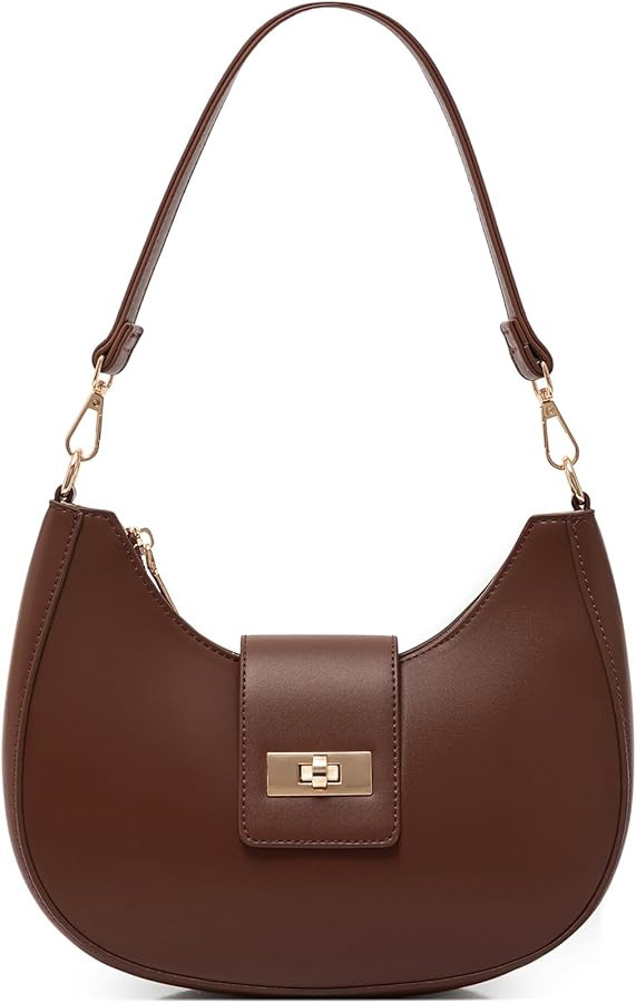 NIUEIMEE ZHOU Crescent Shoulder Bag for Women Retro Vegan Leather Crossbody Bags Tote HandBag Und... | Amazon (US)