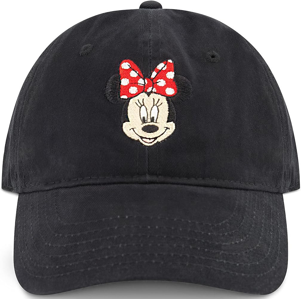 Disney Minnie Mouse Dad Hat, Cotton Adjustable Baseball Cap with Curved Brim, Black, One Size | Amazon (US)