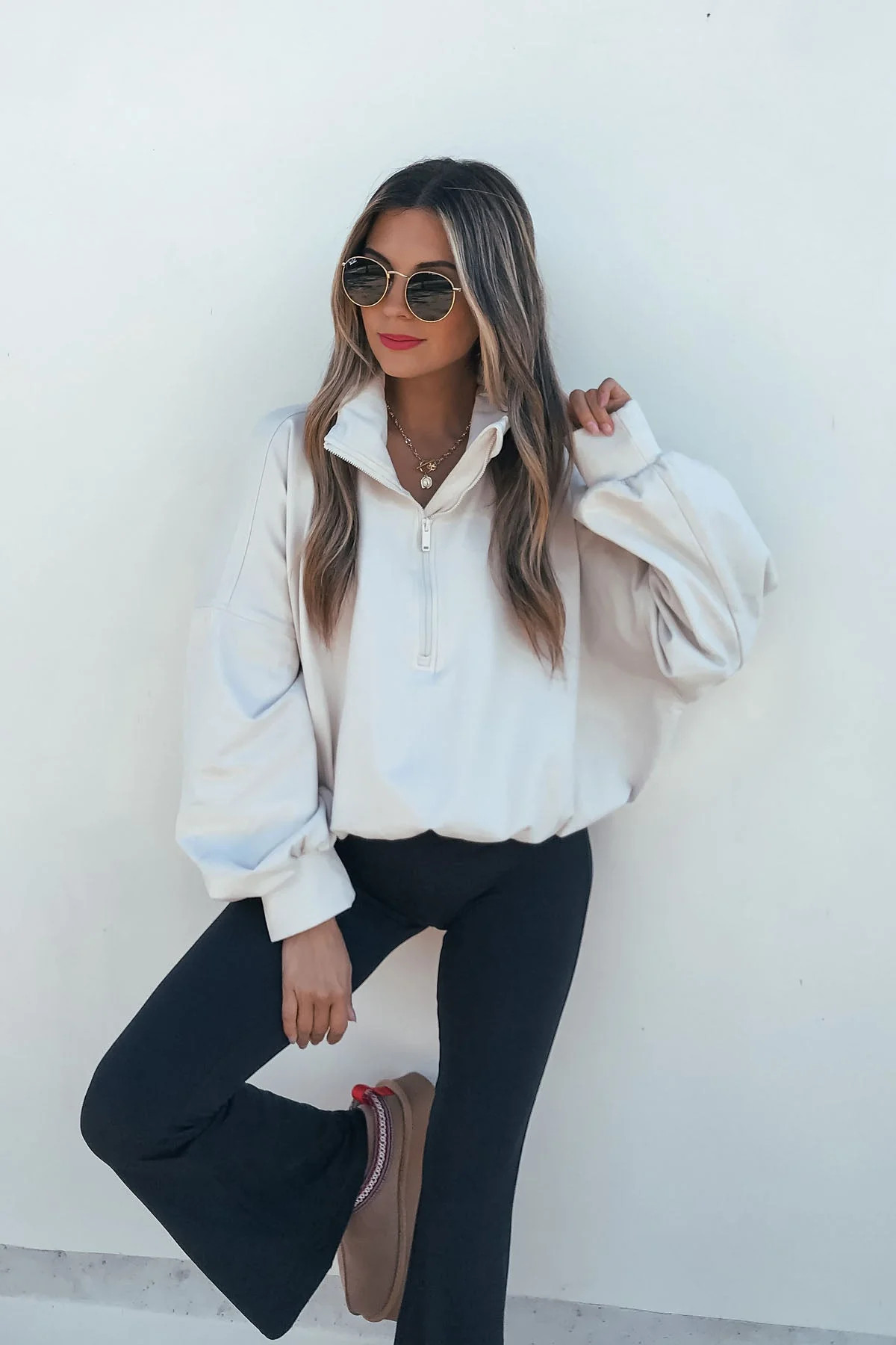 Soft Brushed Quarter Zip Pullover - Bone | Magnolia Boutique