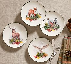 Fantastical Forest Stoneware Appetizer Plates - Mixed Set of 4 | Pottery Barn (US)