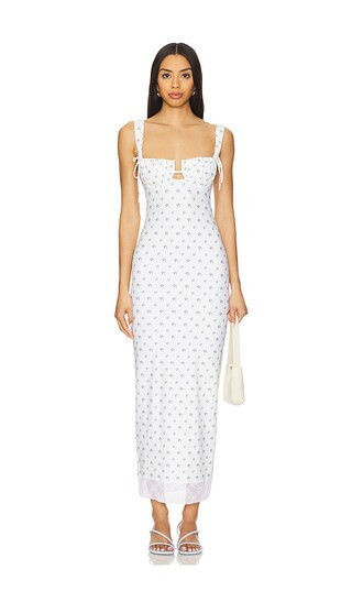 Montce Petal Long Slip Dress in White. - size S | Revolve Clothing (Global)