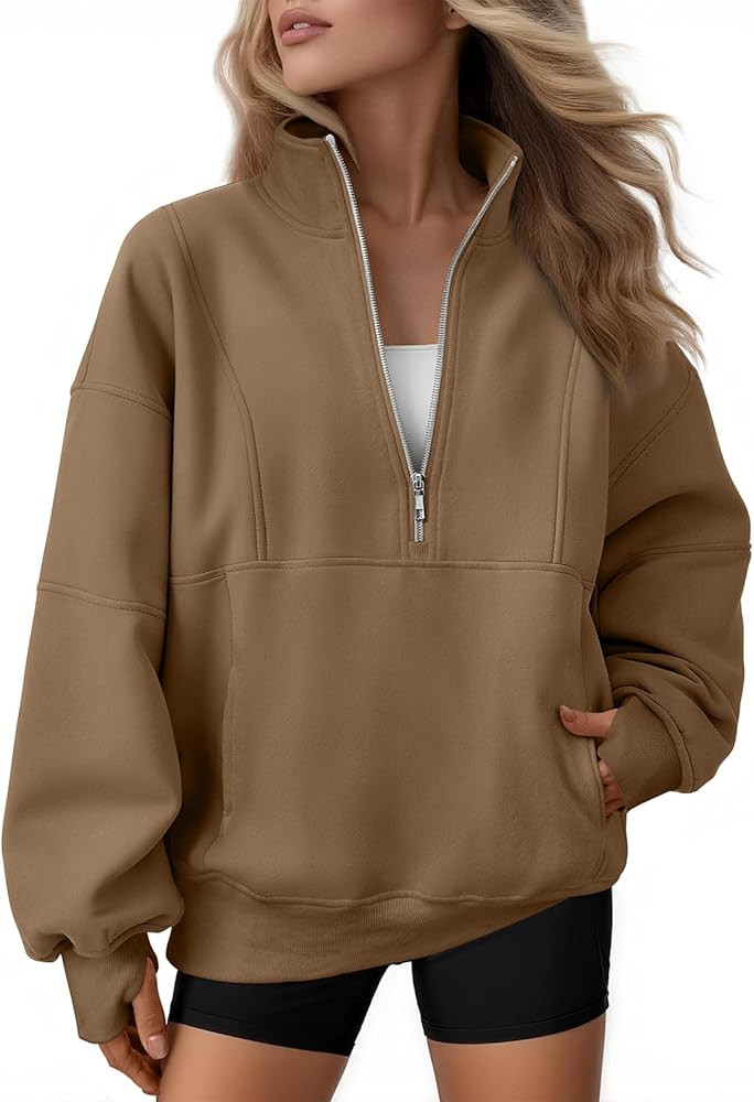 AUTOMET Womens Quarter Zip Oversized Sweatshirts Teen Fleece Pullover Hoodies 2025 Mock Neck Swea... | Amazon (US)