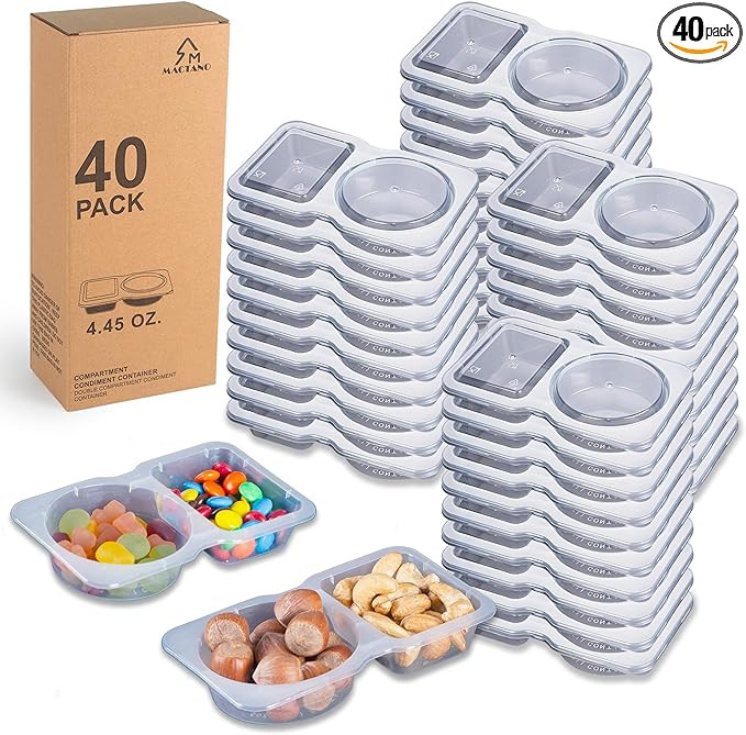40 Sets Condiment Container with Lid, Disposable Double Compartment Plastic Container for Sauce S... | Amazon (US)