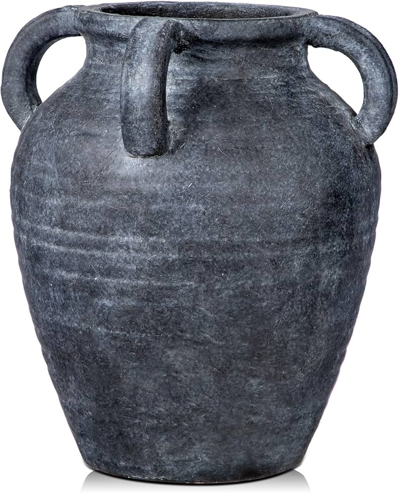 Handmade Flower Vase, 9.8" Tall Terracotta Vase, Vintage Ceramic vase, Rustic Antique Decor with ... | Amazon (US)