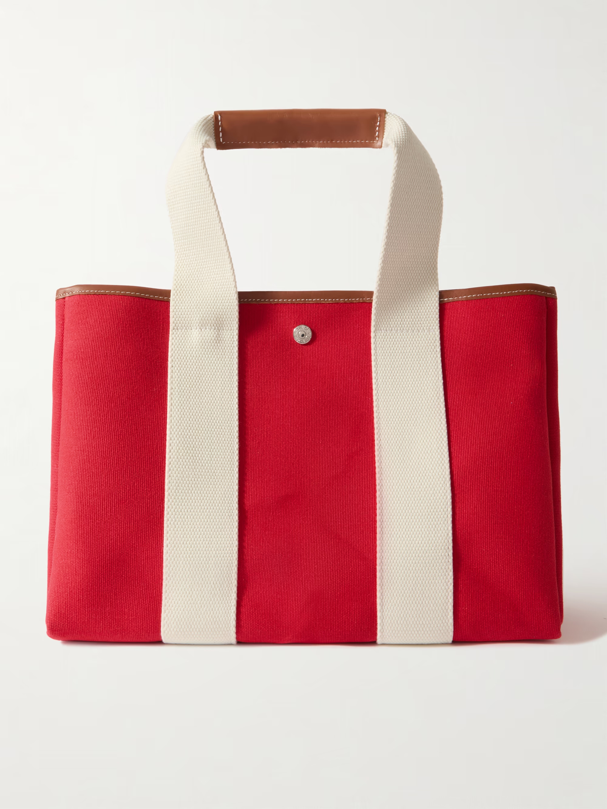 St Paul Traversée medium leather- and webbing-trimmed canvas tote | NET-A-PORTER (US)