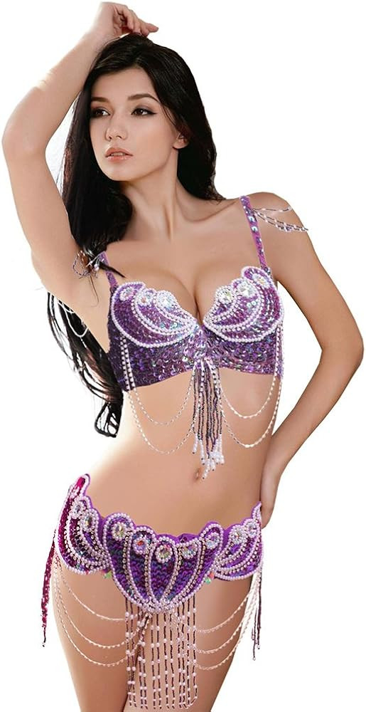 ROYAL SMEELA Belly Dance Costume for Women Tribal Belly Dance Bra and Belt Sexy Professional Danc... | Amazon (US)