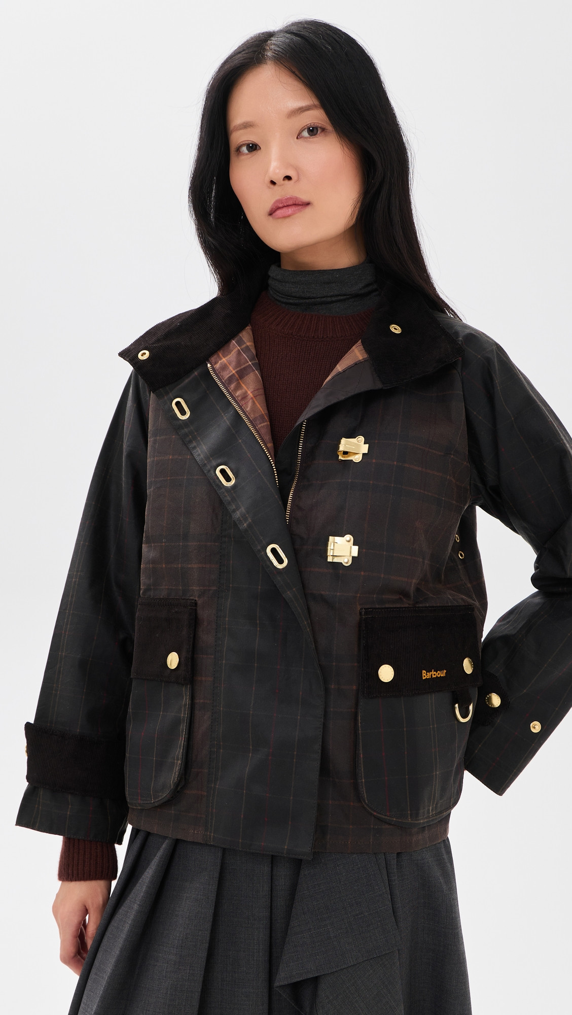 Barbour Hazelwood Checked Wax Jacket Classic/Muted 8 | Shopbop