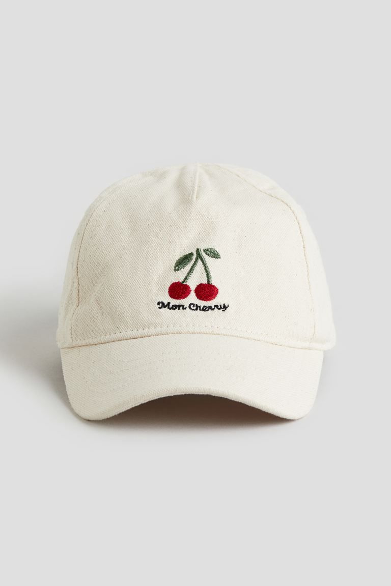 Cotton cap - Cream/Cherry - Kids | H&M GB | H&M (UK, MY, IN, SG, PH, TW, HK)