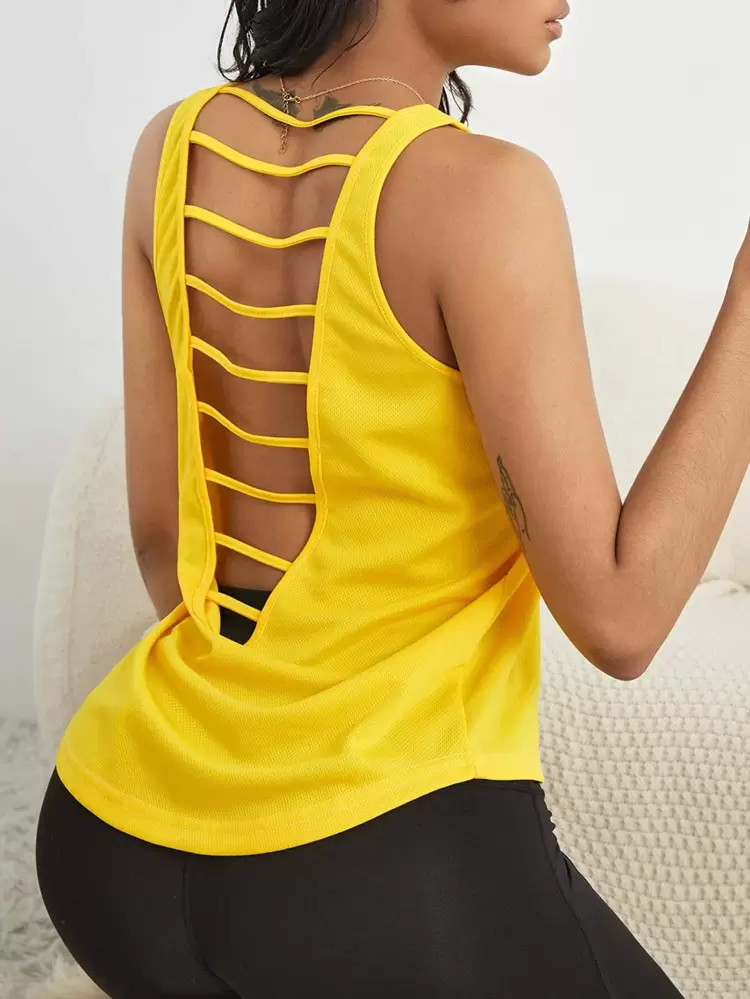 Cut Out Backless Absorbs Sweat Breathable Softness Sports Tank | SHEIN