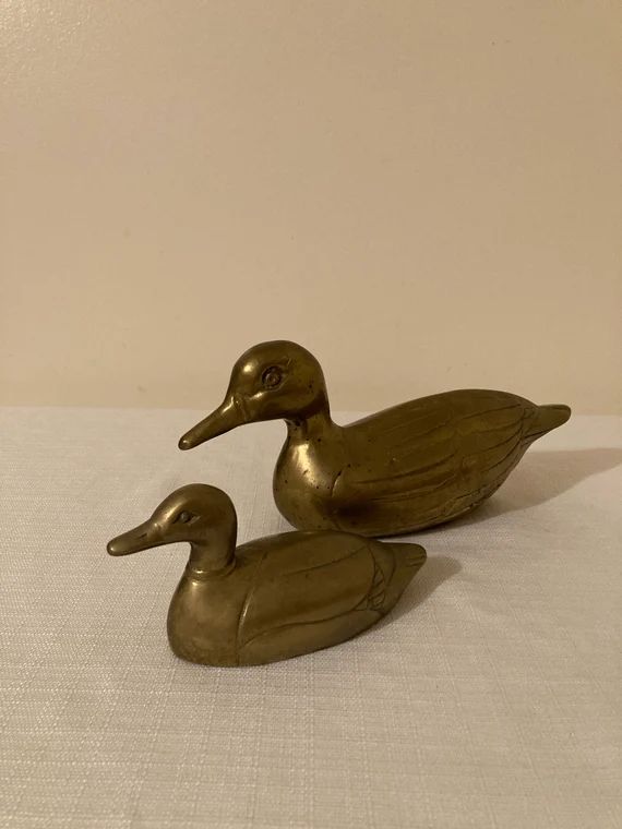 Set of two Vintage brass duck statue mcm mid century modern | Etsy (US)