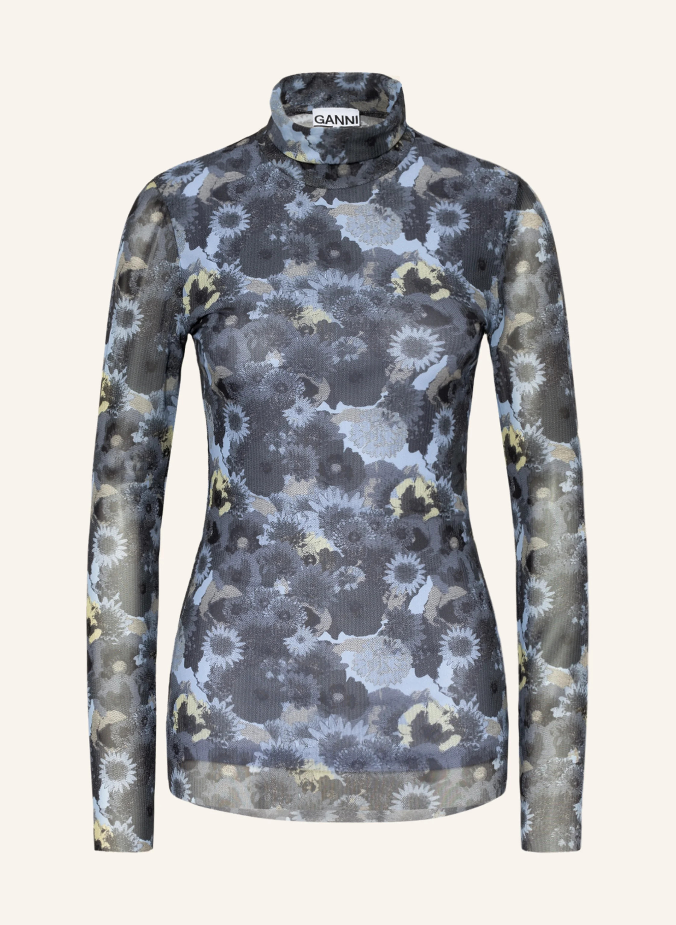 GANNI Longsleeve aus Mesh in dunkelblau/ hellblau/ beige | Breuninger (DACH)