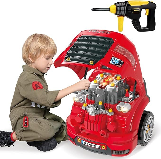 Deejoy Large Truck Engine Toy, Big Truck Builder Kit for Toddlers 3-5, Kids Mechanic Repair Set, ... | Amazon (US)