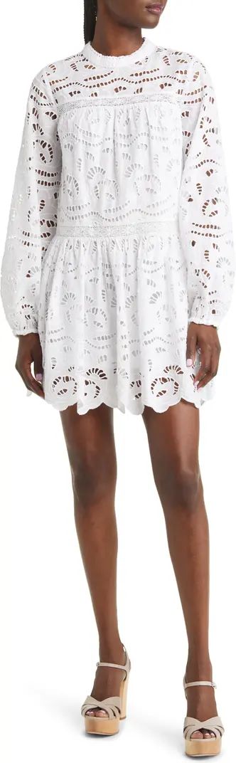 Chelsea28 Embroidered Eyelet Long Sleeve Cotton Minidress | Nordstrom | Nordstrom