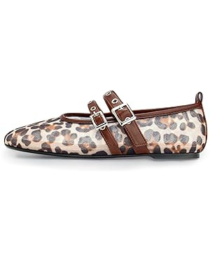 Leopard Flats for Women Mesh Flats Ballet Flats Mary Jane Flats Women's Dress Shoes Ballet Shoes | Amazon (US)