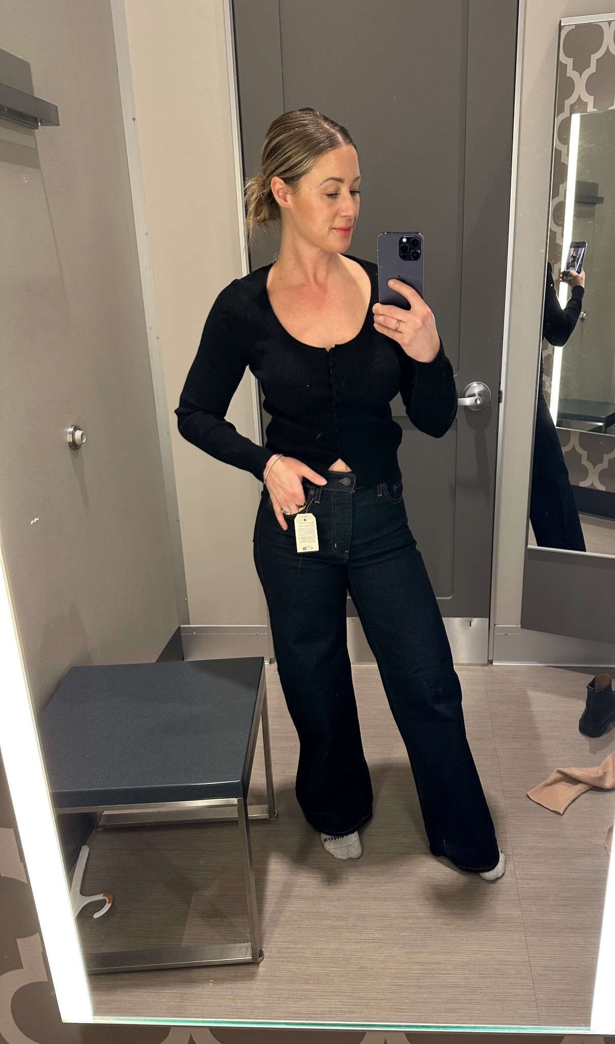 This button up long sleeve shirt almost made the cut… might go back for it. Excellent for, nice thick material. Would be great for the winter! And these jeans came home with me also… high rise wide leg and fit to a tee! I sized up one- they for sure run small. 

#LTKFindsUnder50 #LTKmomlife #LTKSeasonal